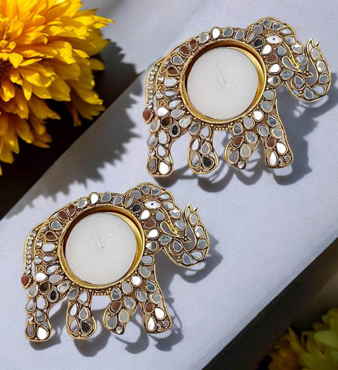 Elephant Diya Set (Pair of 2) - Accessory